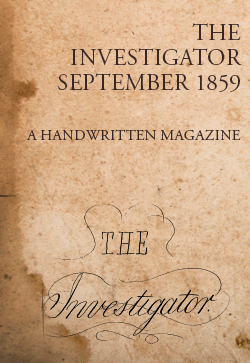 Robert Roberts The Investigator September 1859 handwritten